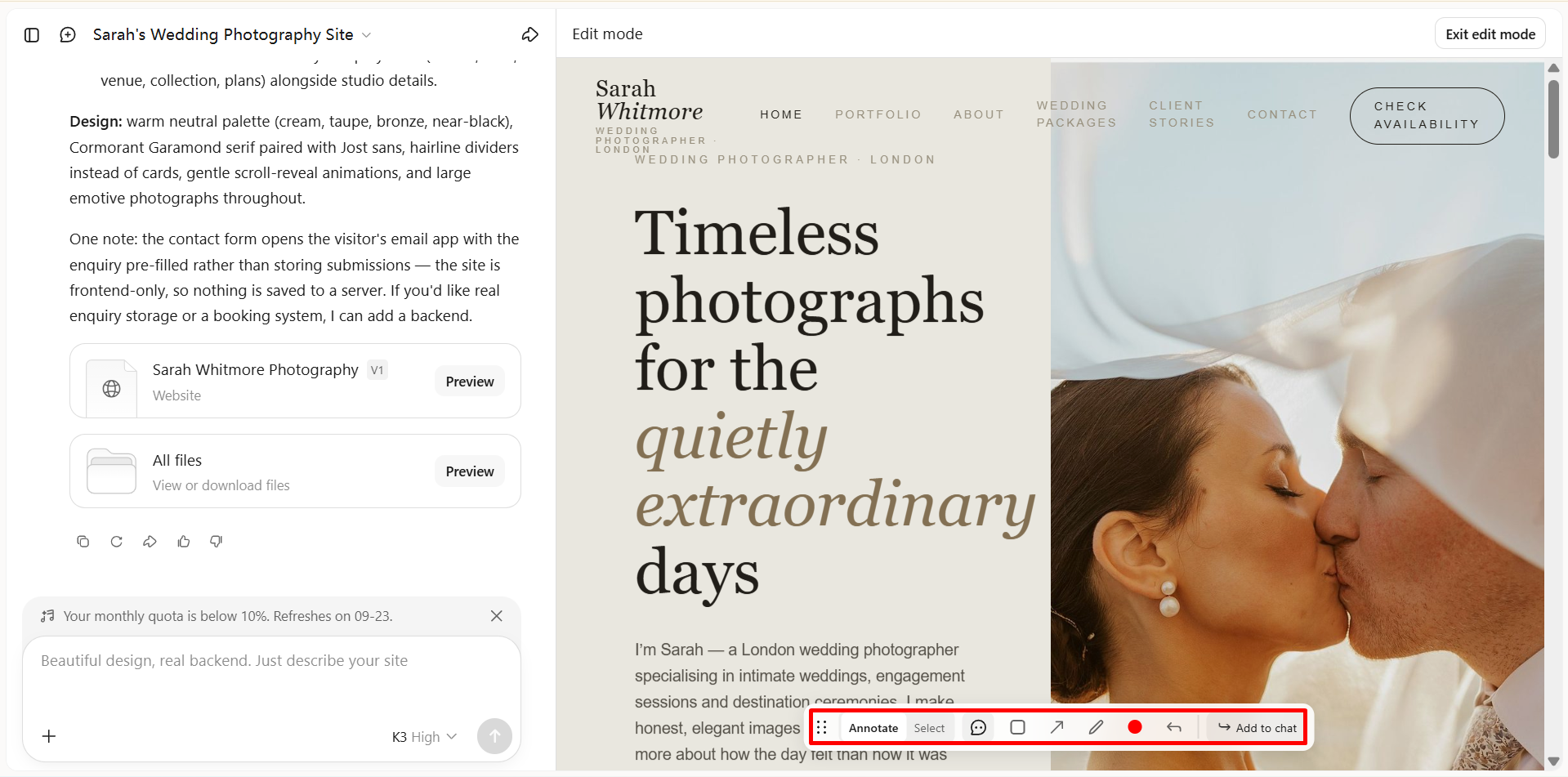 Edit your website