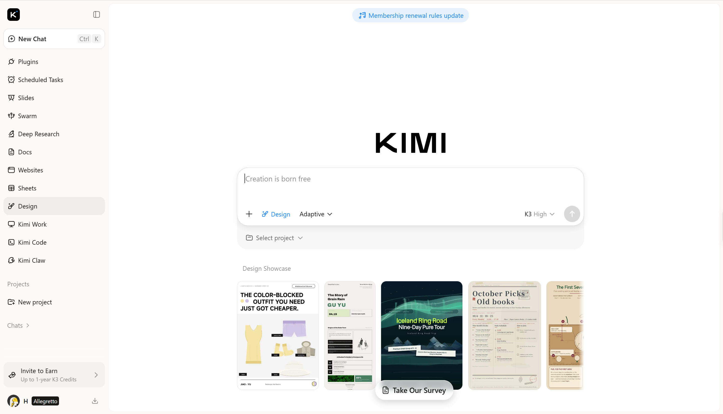 Kimi Design - alat pembuatan dan pengeditan kolase AI untuk visual Instagram
