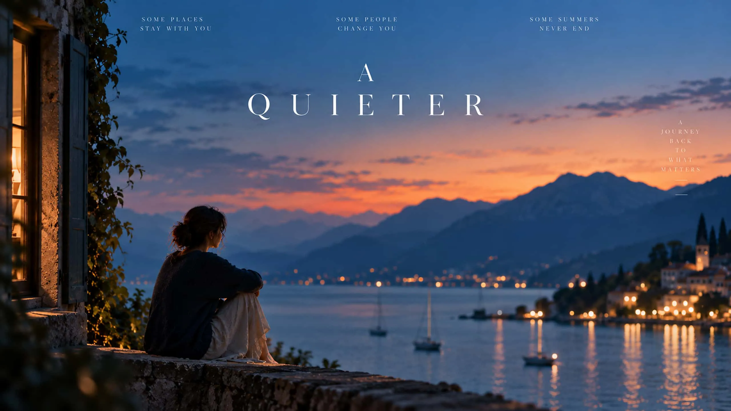 Áp phích hoàng hôn yên ả bên hồ A Quieter