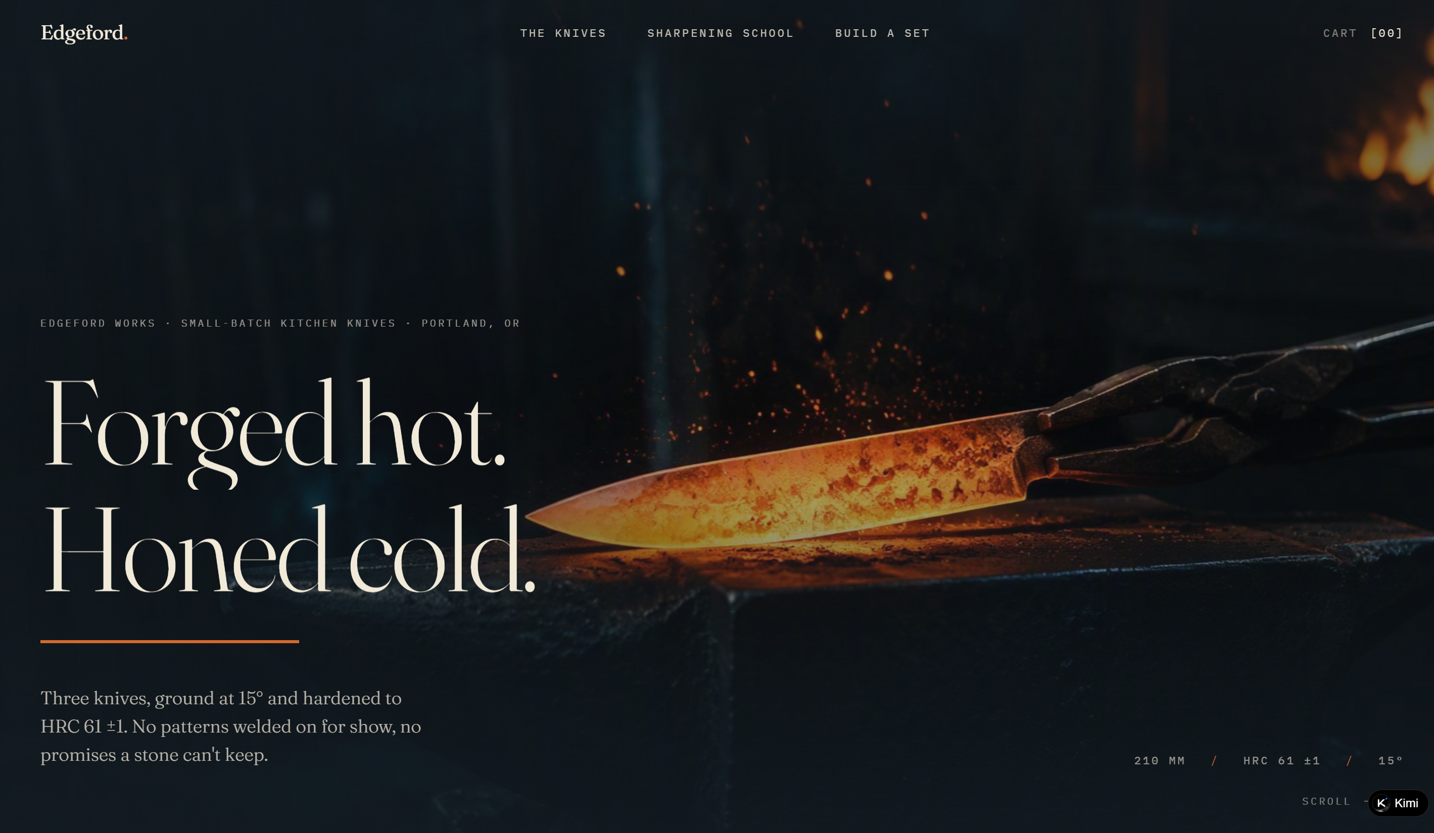 Best e-commerce website—Edgeford Works handmade kitchen knives