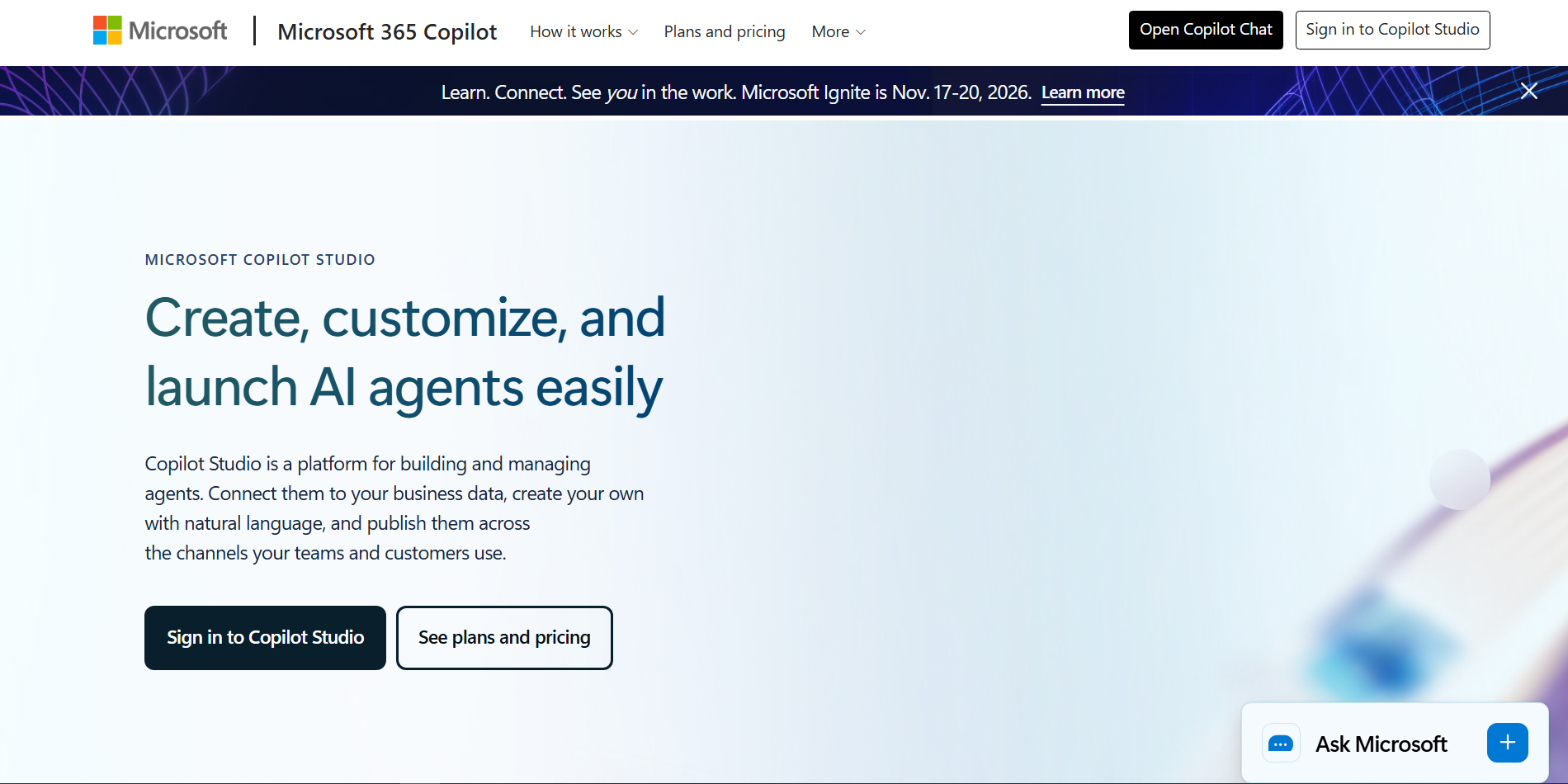 Microsoft Copilot Studio - AI agent and workflow automation platform