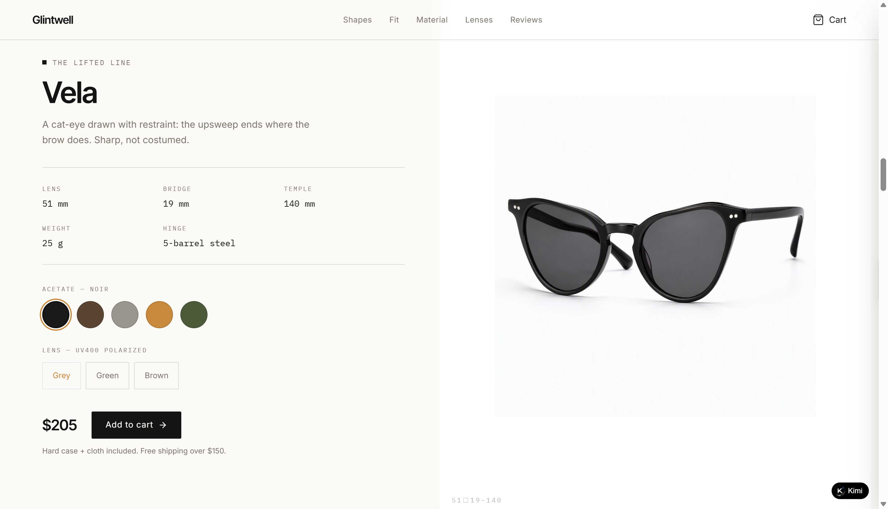 Glintwell sunglasses with good e-commerce website design features