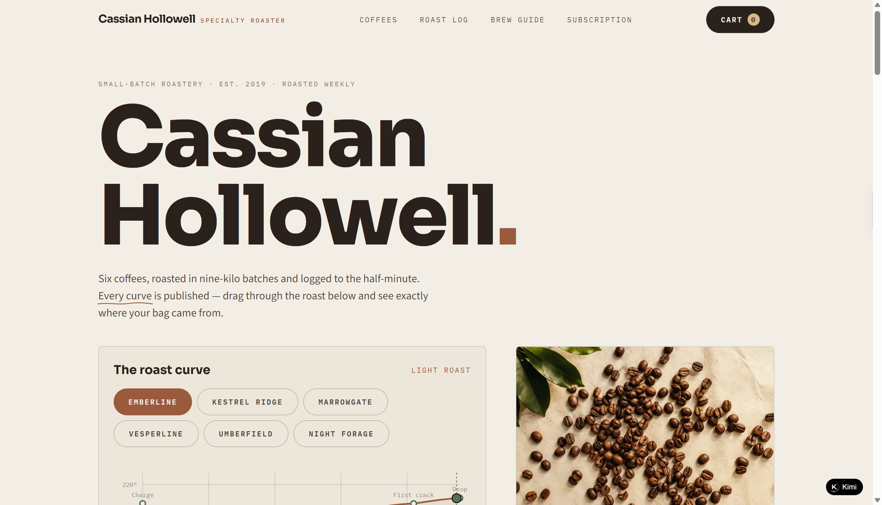 Cassian Hollowell 精品咖啡网站设计