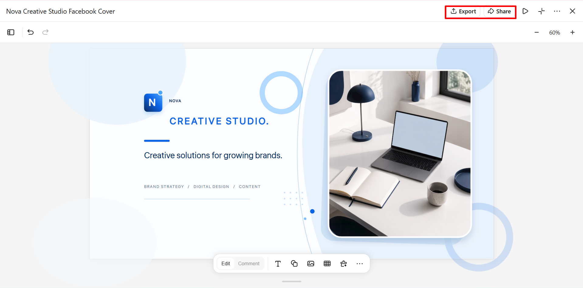 Preview and export your cover photo
