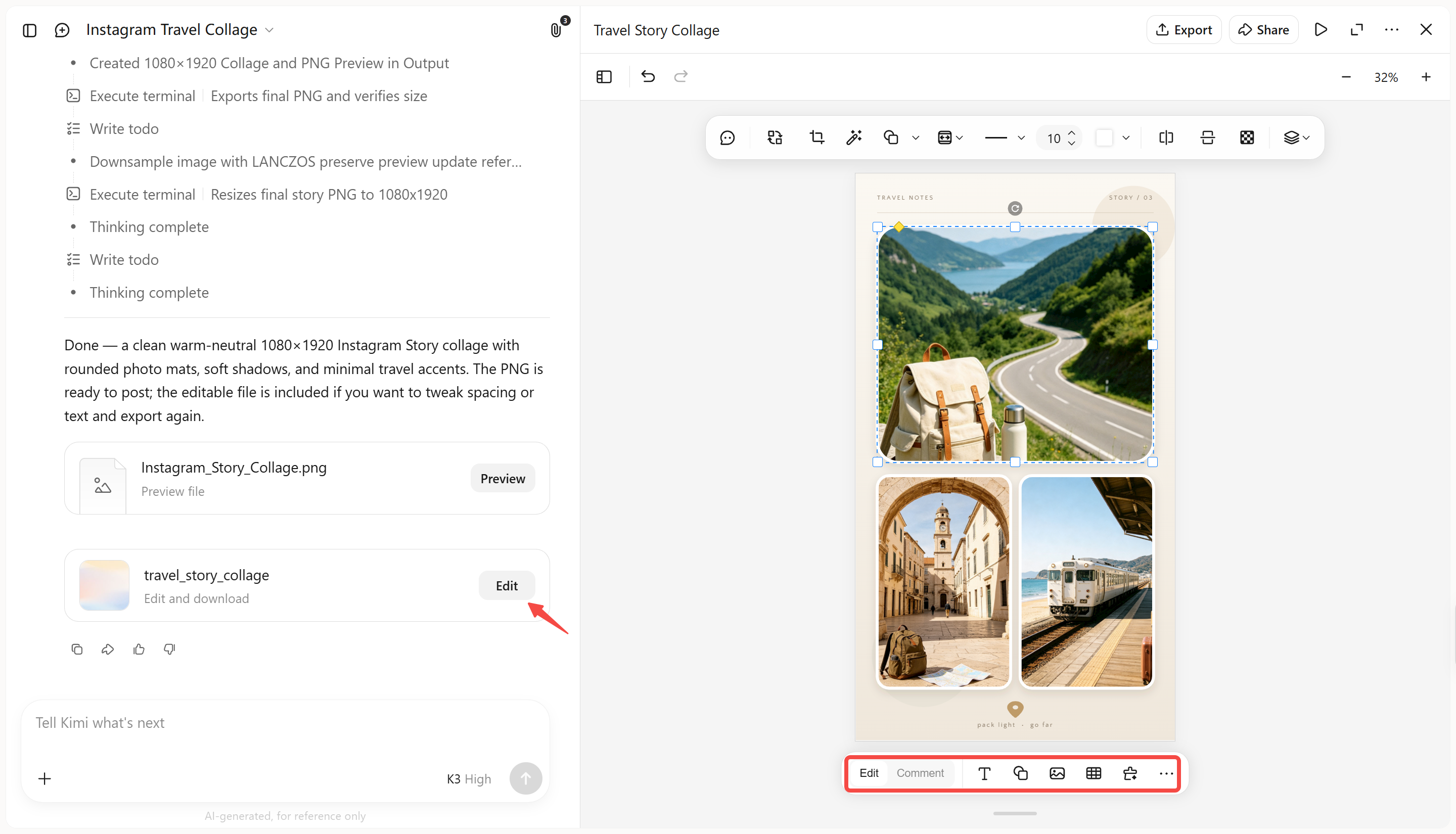 Edite sua colagem para o Instagram