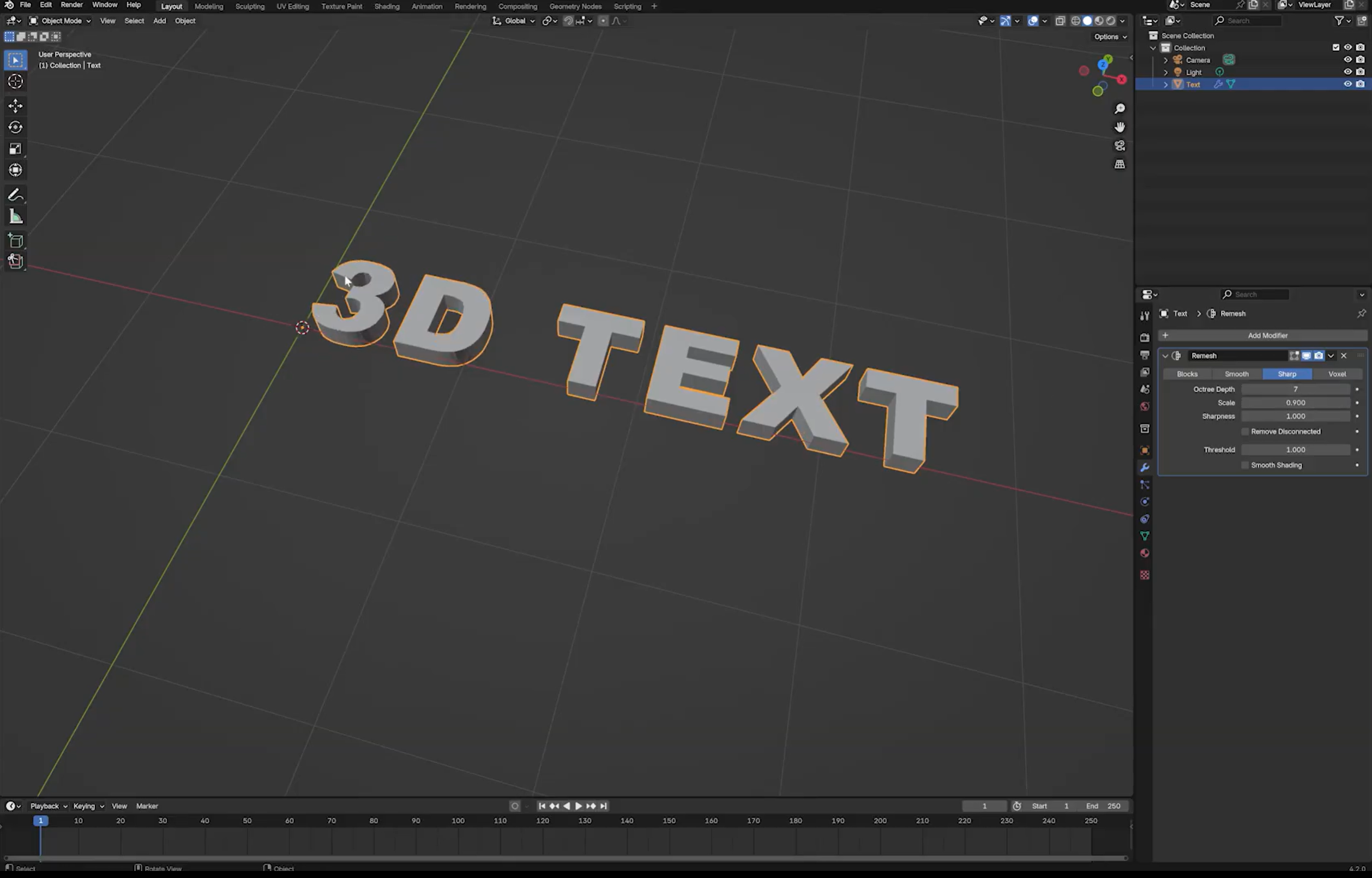 改善 3D 文字网格的拓扑结构