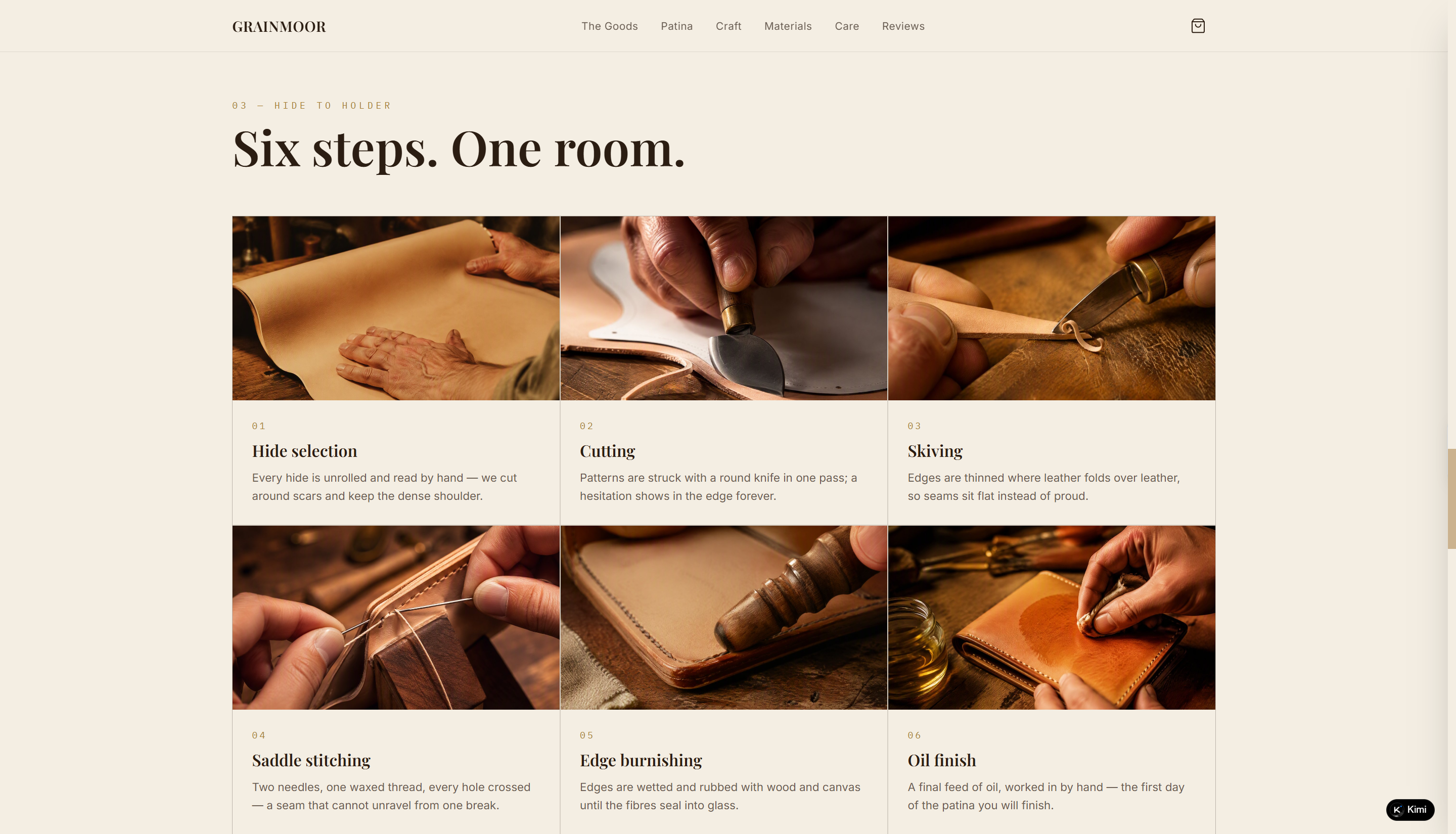 Grainmoor leather goods as one of the good e-commerce website examples