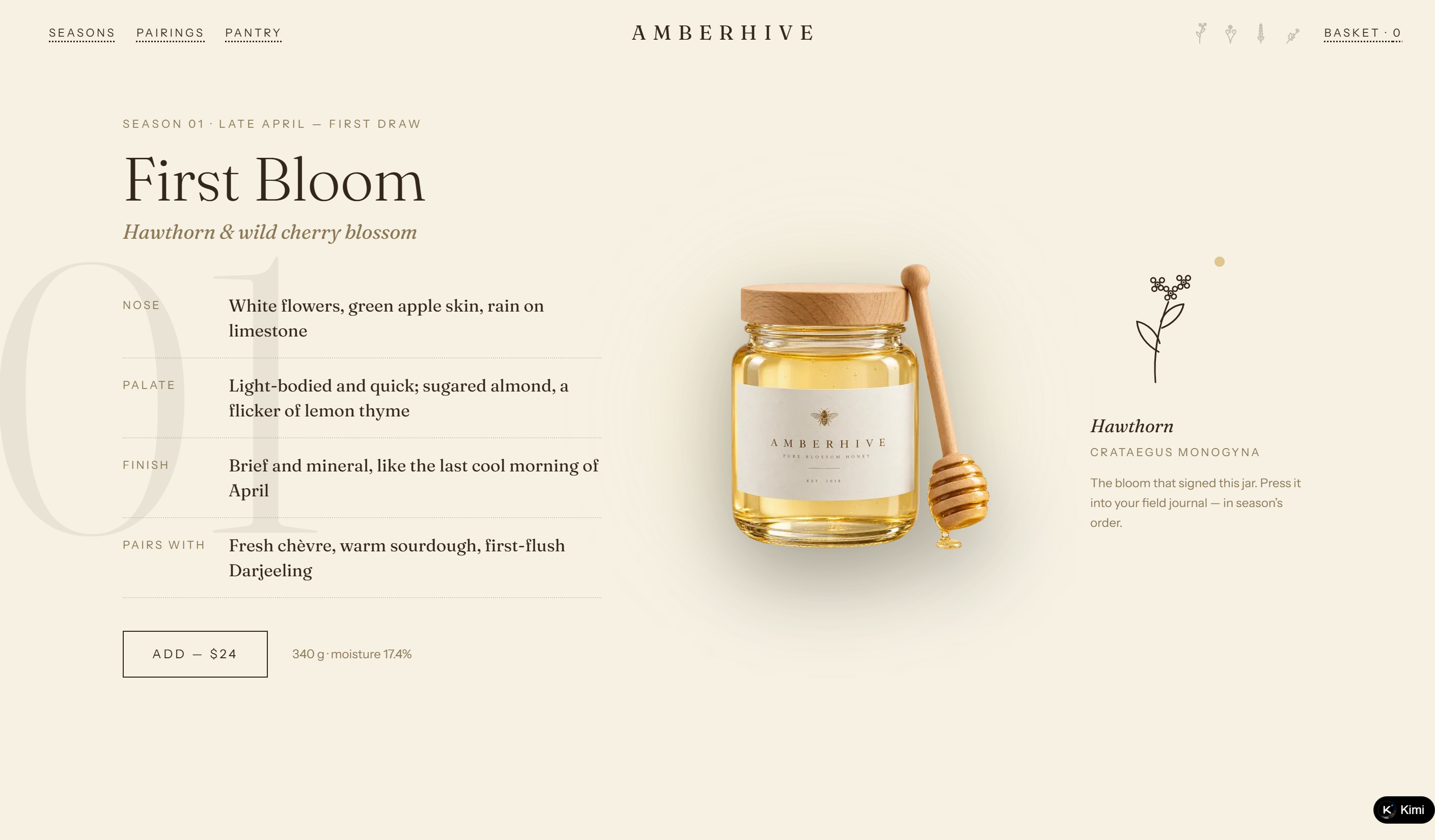 Best e-commerce website—Amberhive seasonal raw honey and preserves