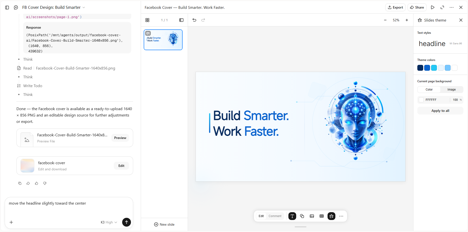 Refine the layout with AI editing