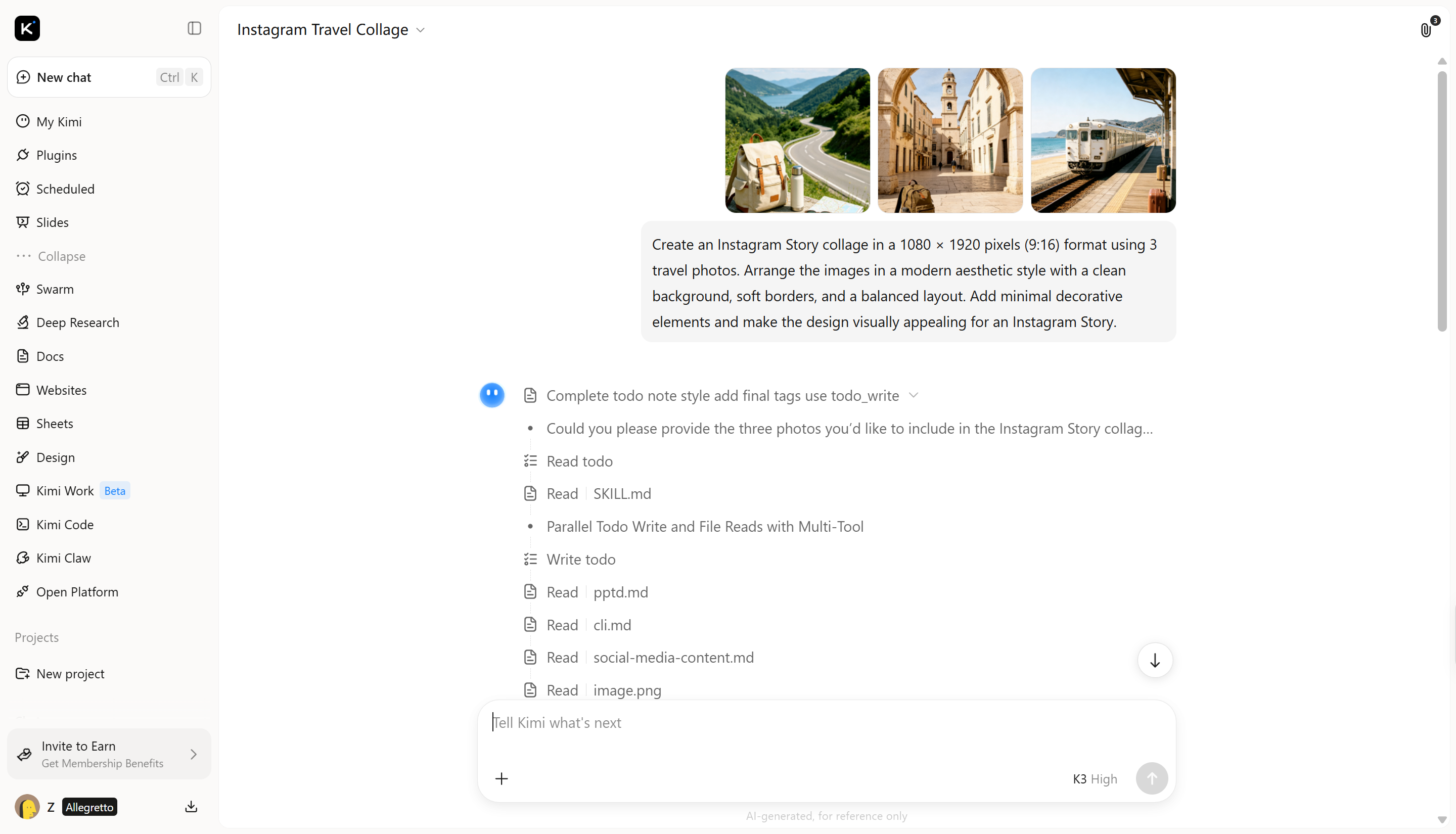 Deixe a IA gerar a colagem para o Instagram