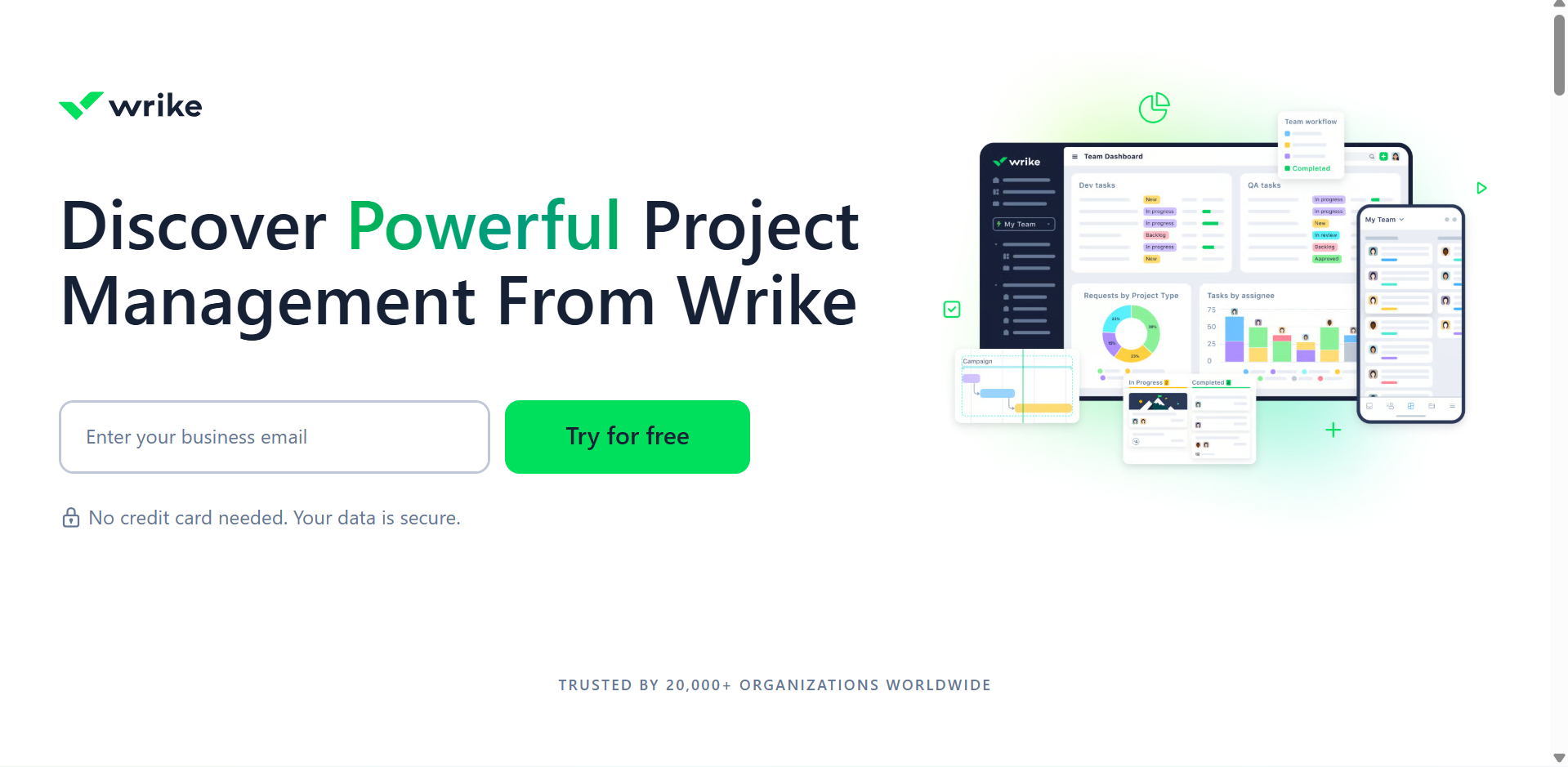Interface de Wrike - un outil d'IA gratuit et facile à utiliser pour la gestion de projet