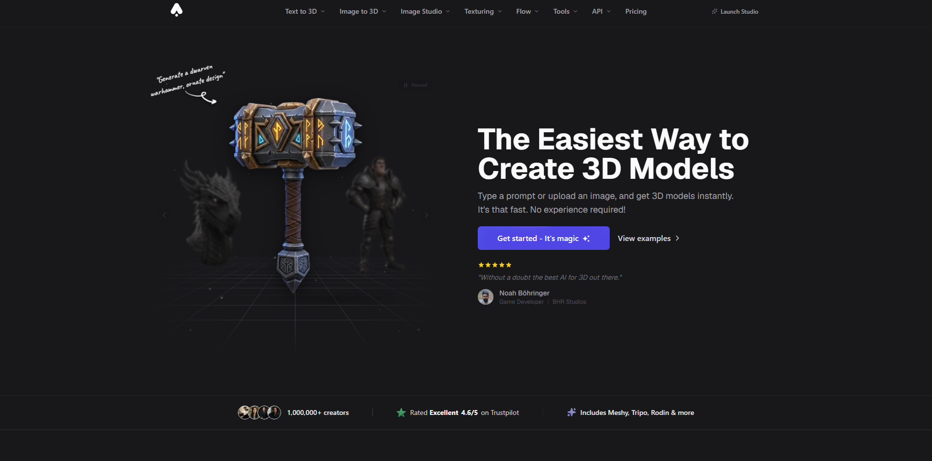 3D AI Studio - Kolaylaştırılmış dijital 3D tasarım