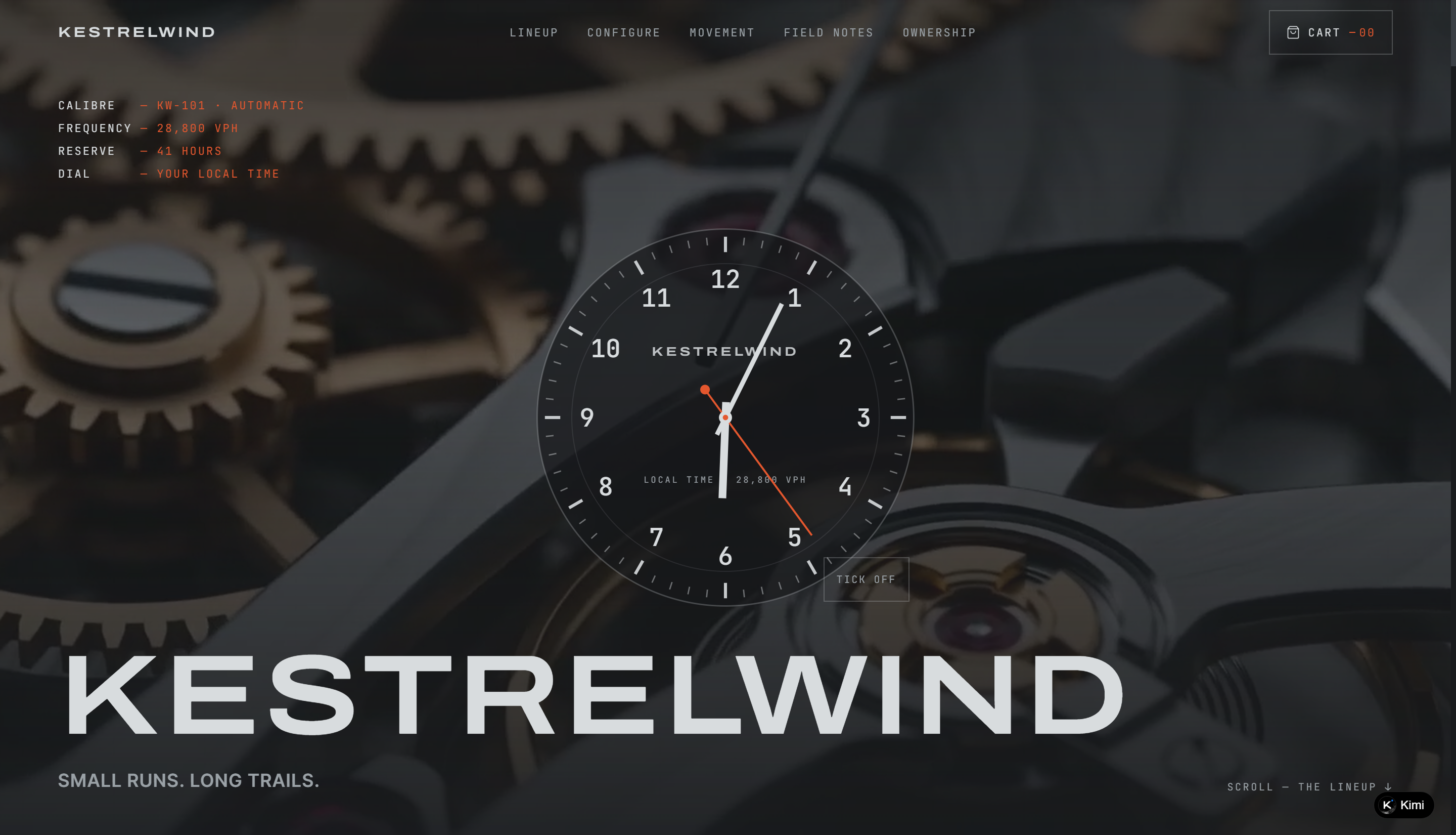 Kestrelwind watch configurator as an e-commerce website example