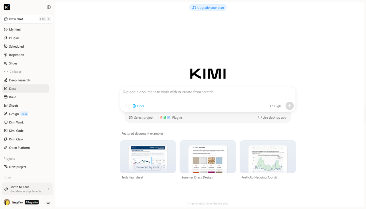 Kimi Docs - Belge araştırması ve yazımı için kullanımı kolay bir araç