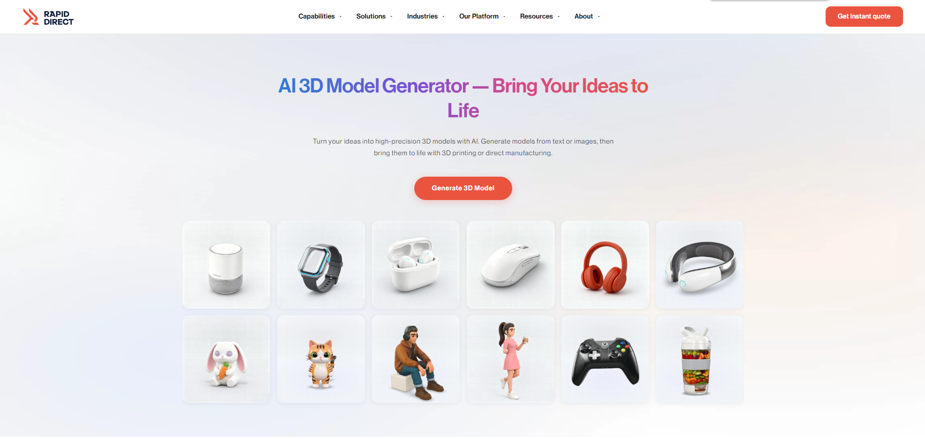 RapidDirect - AI destekli 3D ürün tasarımı ve modelleme