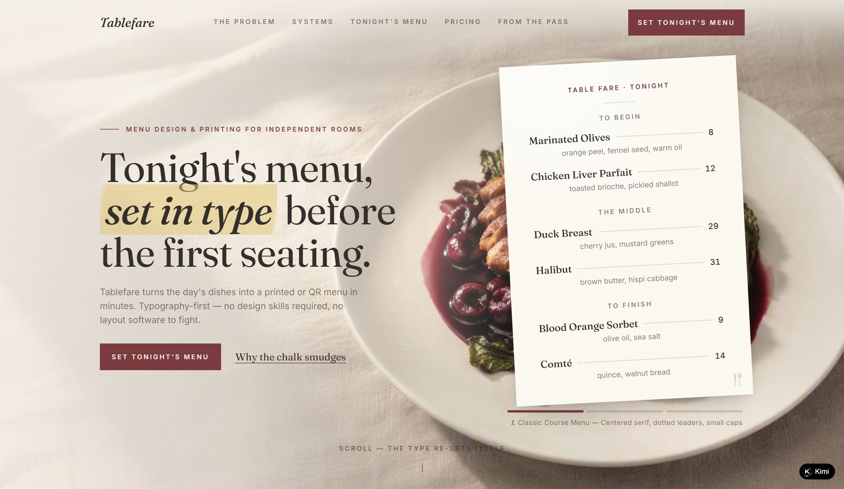 Tablefare—Platform pembuatan menu restoran untuk ide situs web SaaS