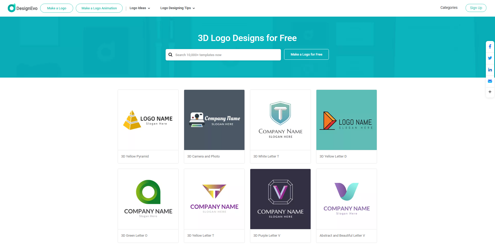 DesignEvo: 3D metin logo oluşturucu