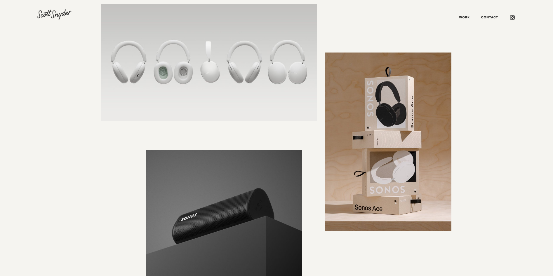 Scott Snyder's minimal product photography portfolio homepage