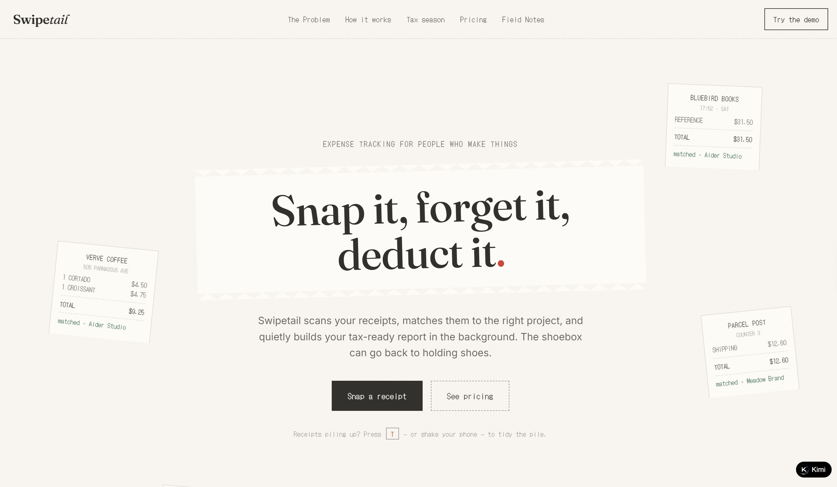 Ide situs web SaaS - situs web pelacakan pengeluaran Swipetail