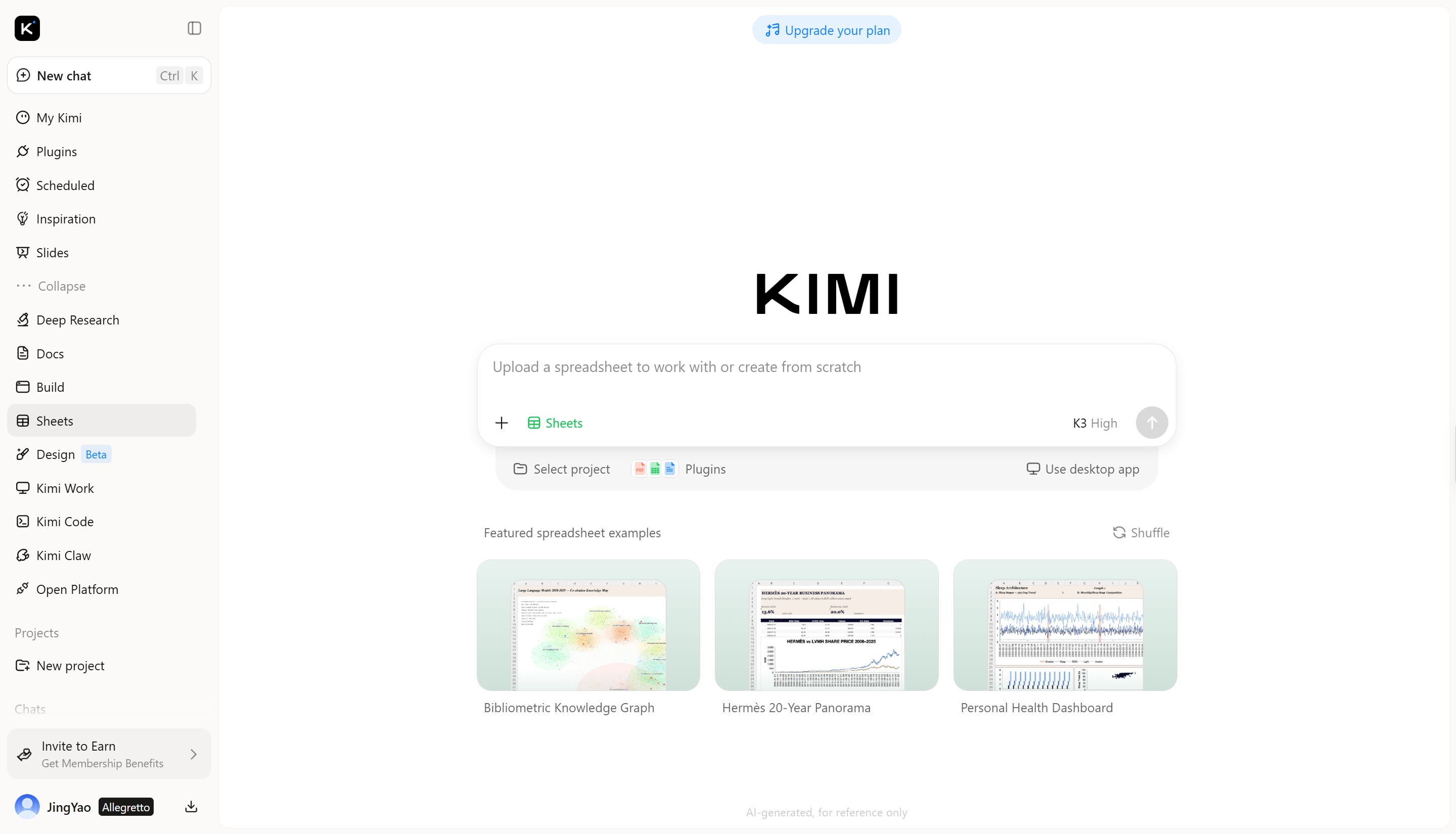 Kimi Sheets - ferramenta de IA gratuita para análise de dados