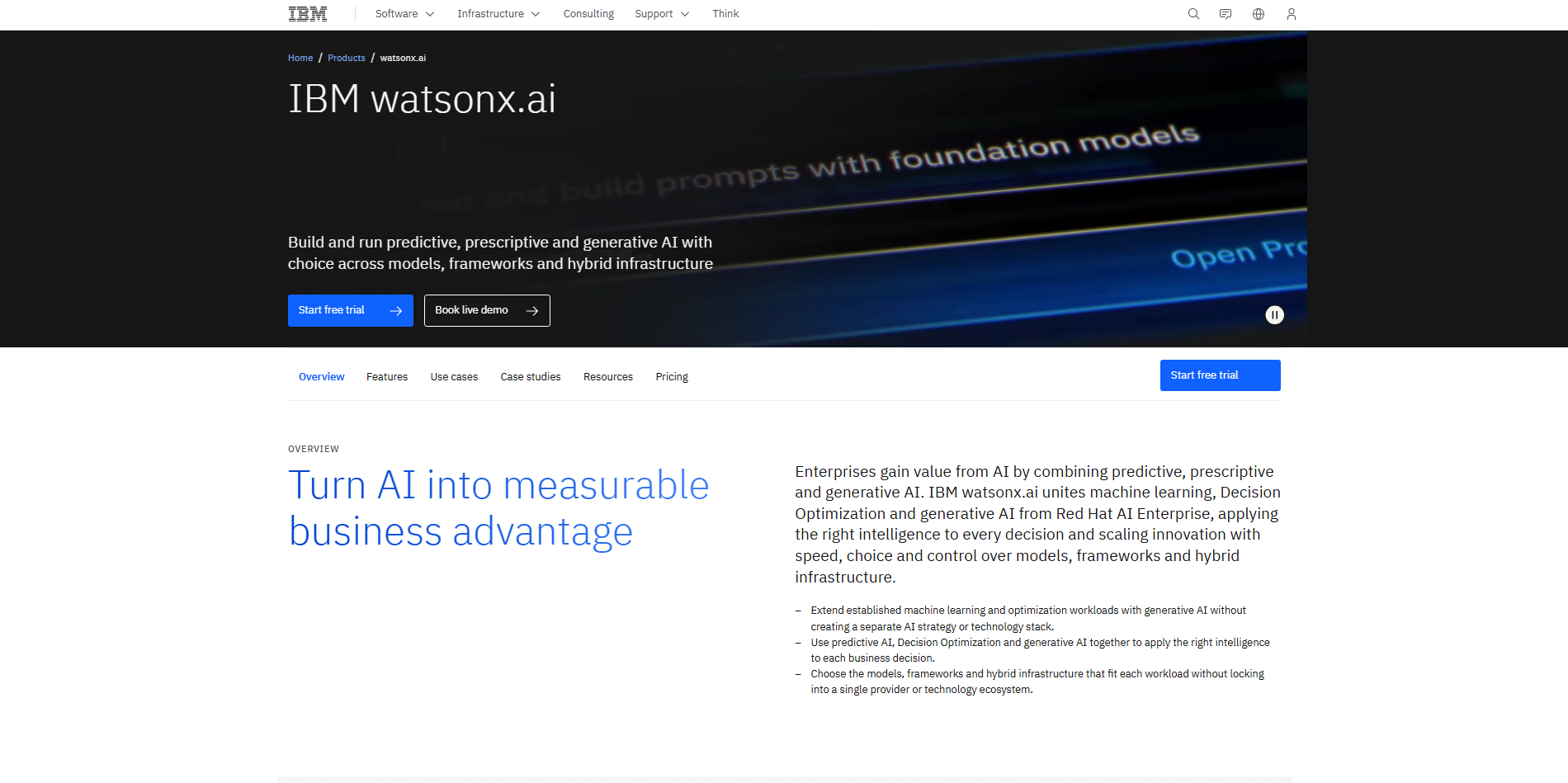 IBM watsonx - Enterprise AI development and governance platform