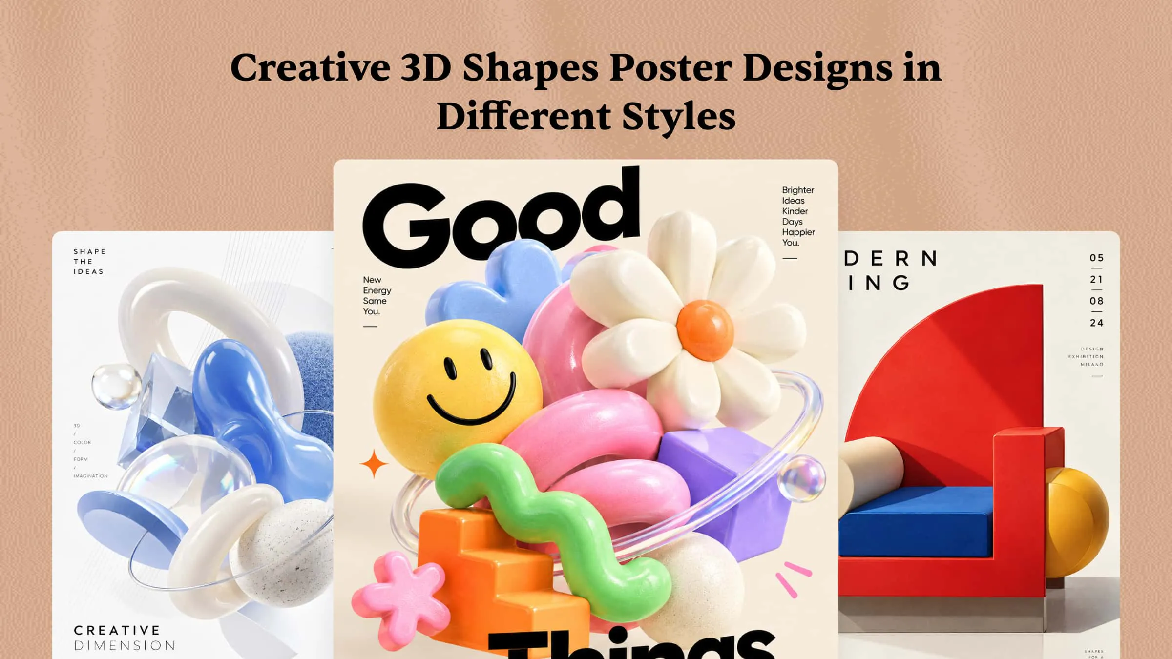 10 Creative 3D Shapes Poster Designs in Different Styles