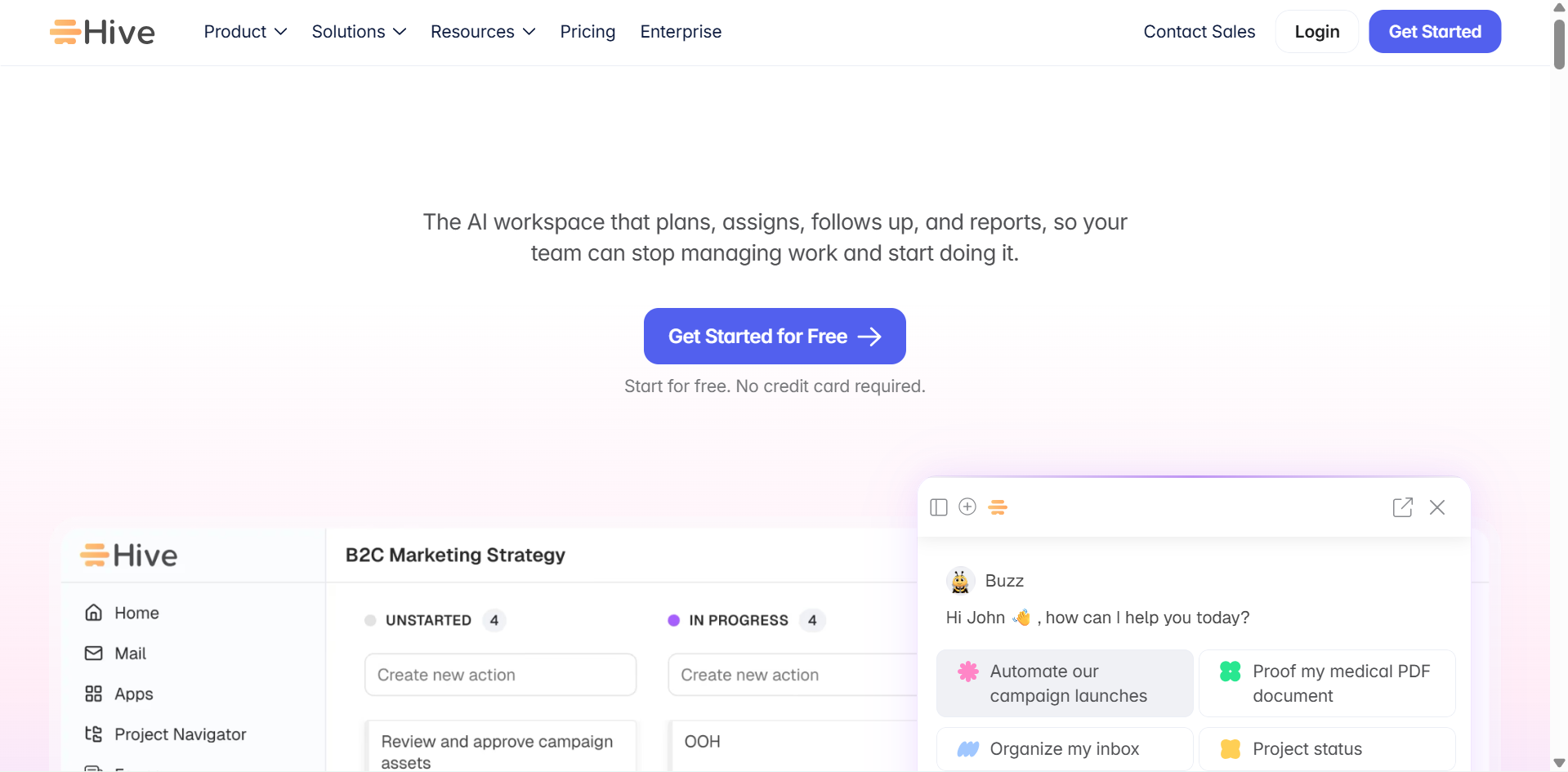 Interface de Hive - un outil IA fiable de gestion de projet