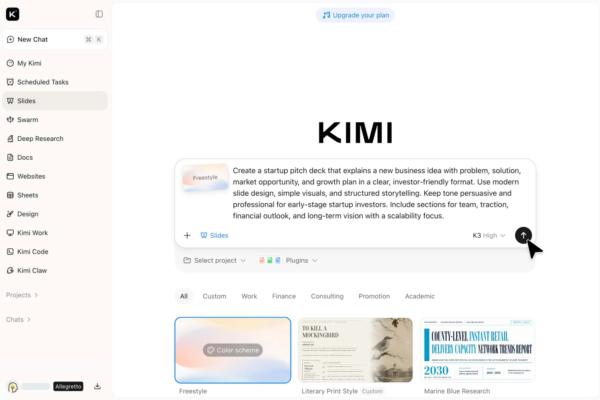 AI pitch deck generator from business materials